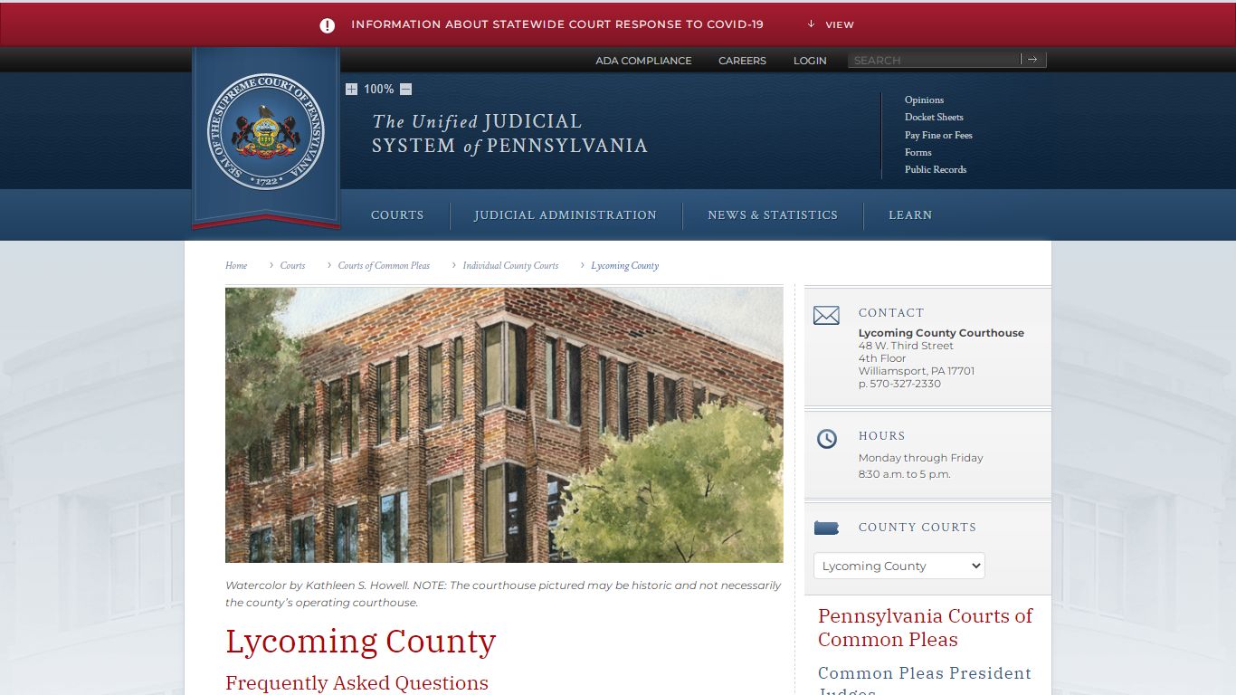 Lycoming County | Individual County Courts | Courts of ...