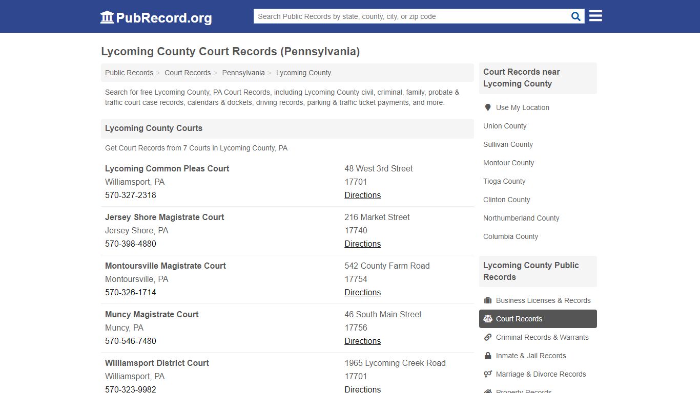 Free Lycoming County Court Records (Pennsylvania Court ...